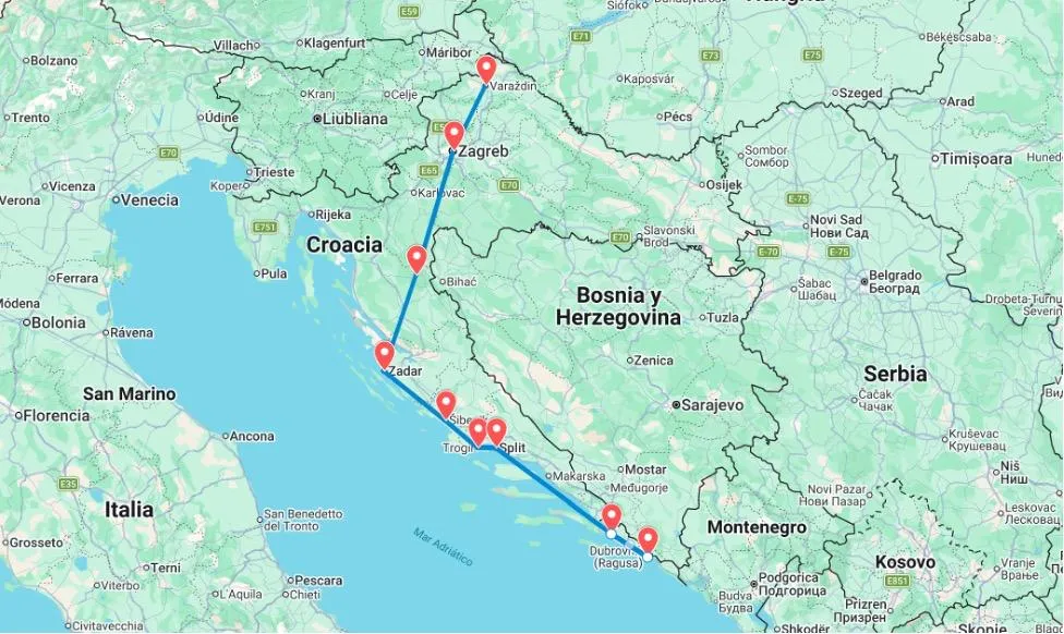 Mapa del viaje