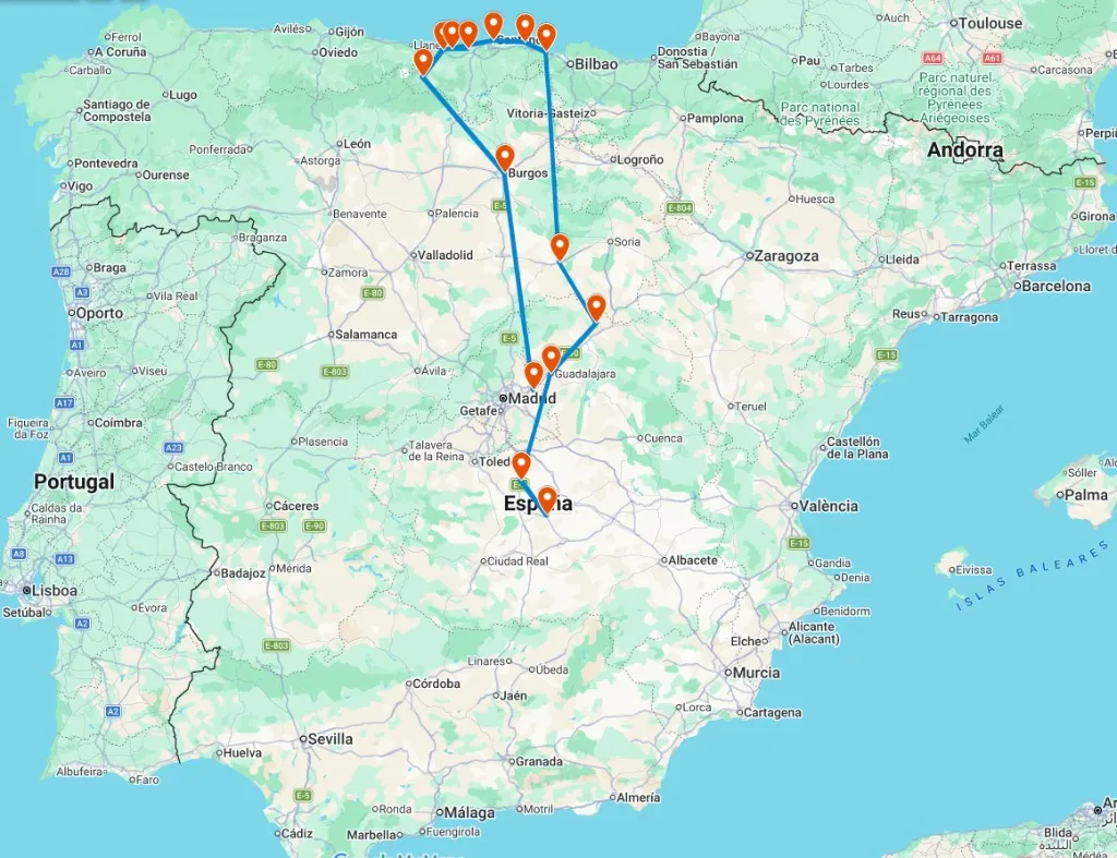 Mapa del viaje