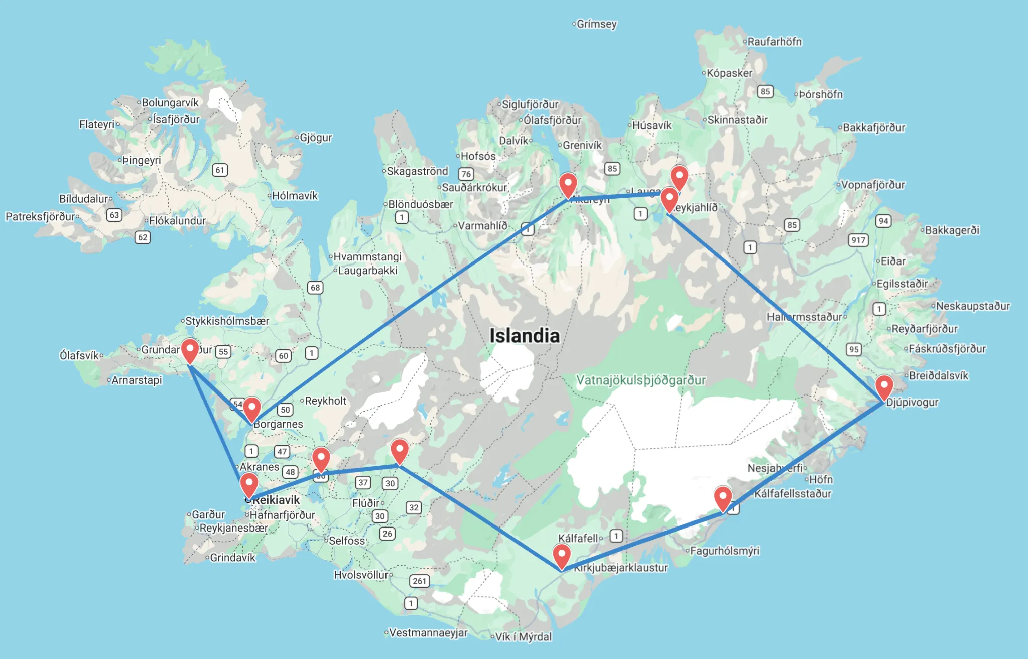 Mapa del viaje