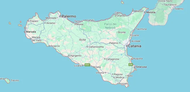 Mapa del viaje a Sicilia