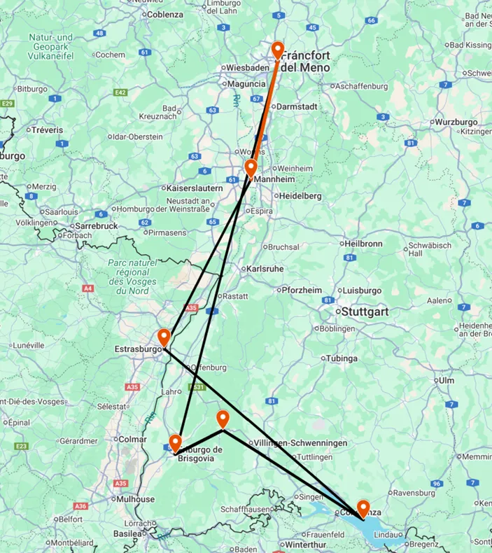 Mapa del viaje
