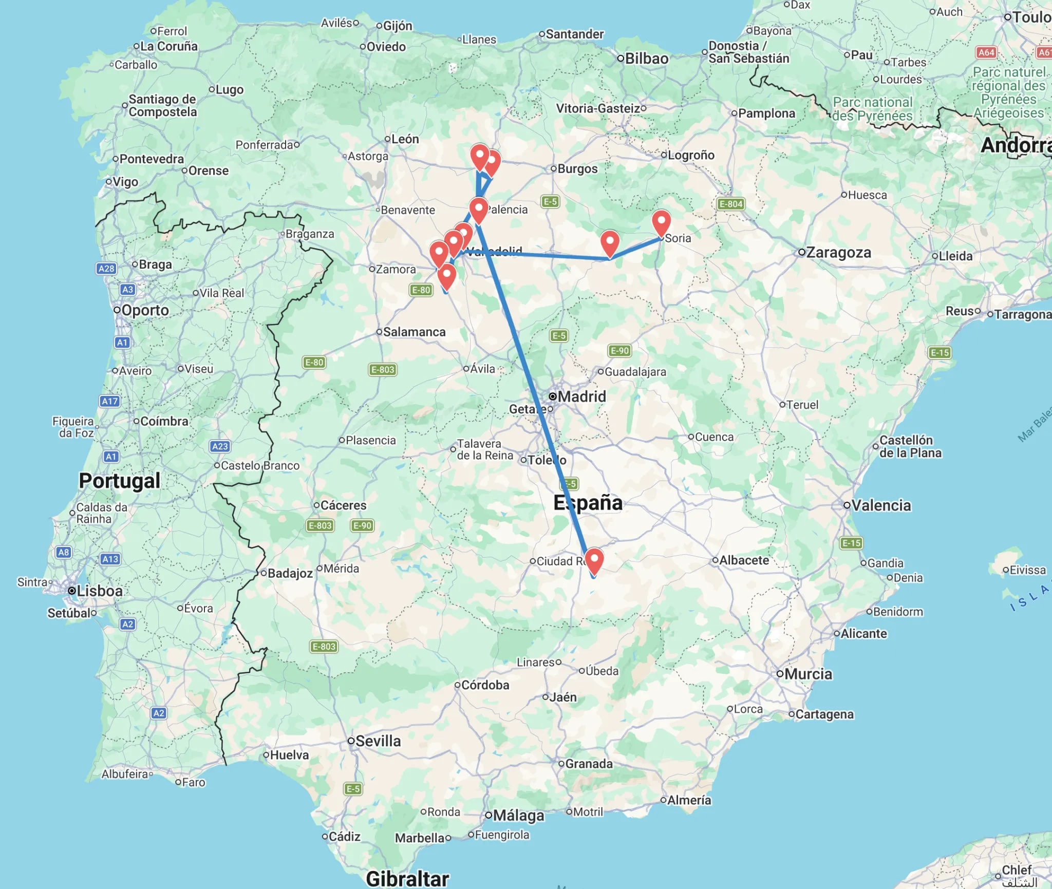 Mapa del viaje