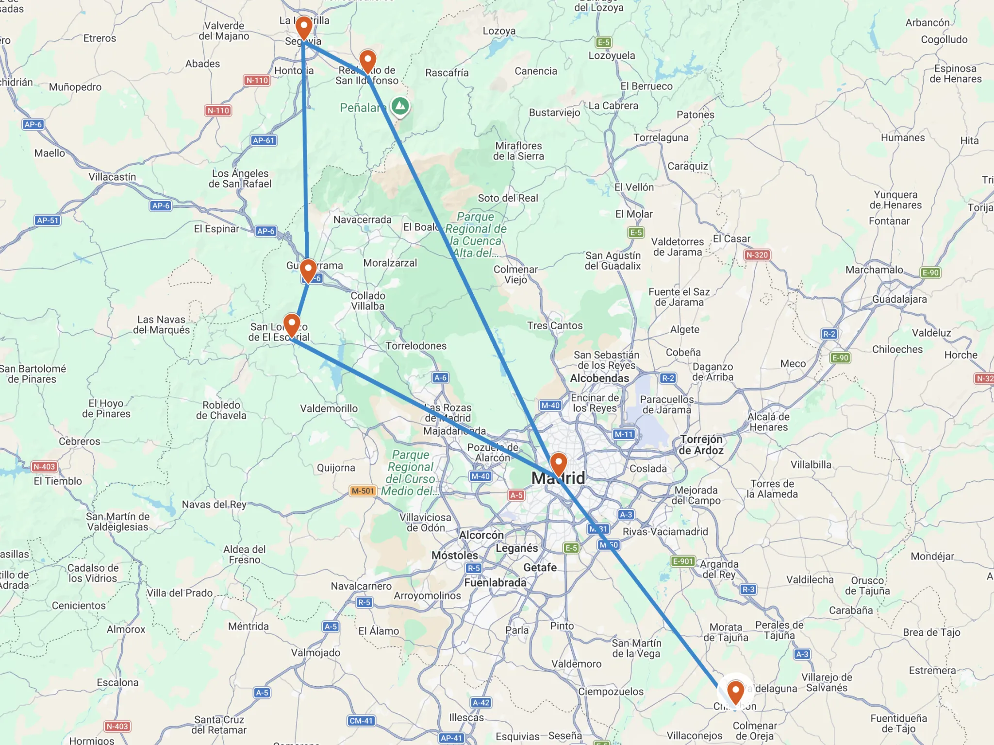 Mapa del viaje
